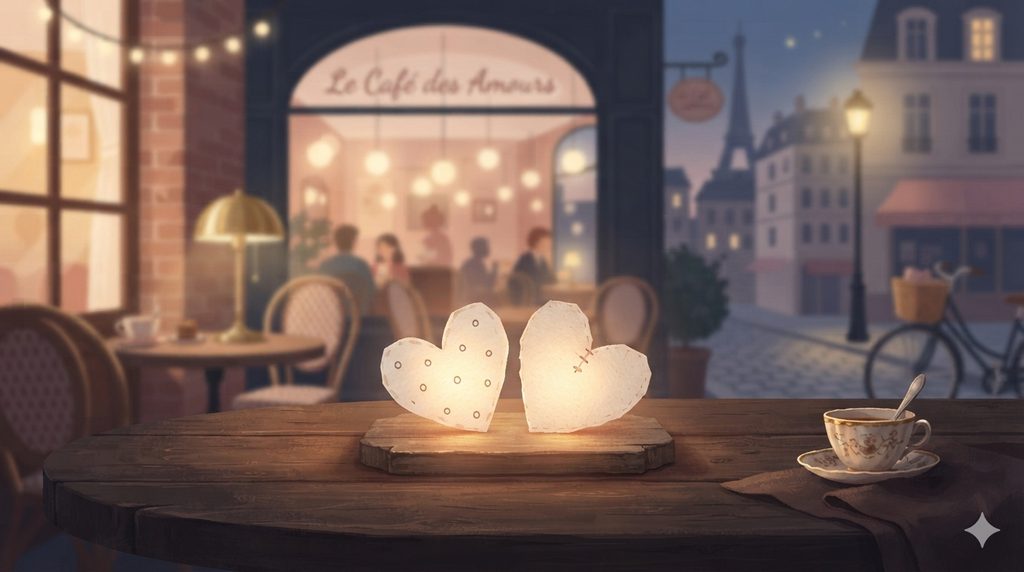 フランス語の愛の表現をイメージした温かい雰囲気のイラスト